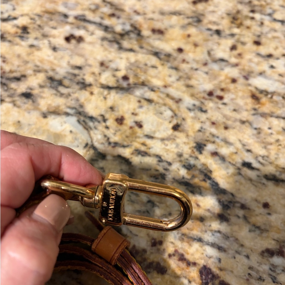 Authentic Louis Vuitton Brown and Tan Leather Shoulder Strap with Gold Hardware - Picture 7 of 11